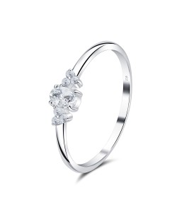 Salient Shaped of Crystal Silver Ring NSR-4073